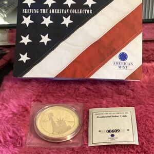 American mint presidential dollar trials Theodore Roosevelt trial coin gold pl